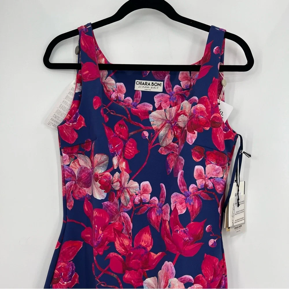 NWT Chiara Boni Sleeveless Bodycon Knee Wedding Mini Dress Cocktail Floral 48 12 - Picture 6 of 10